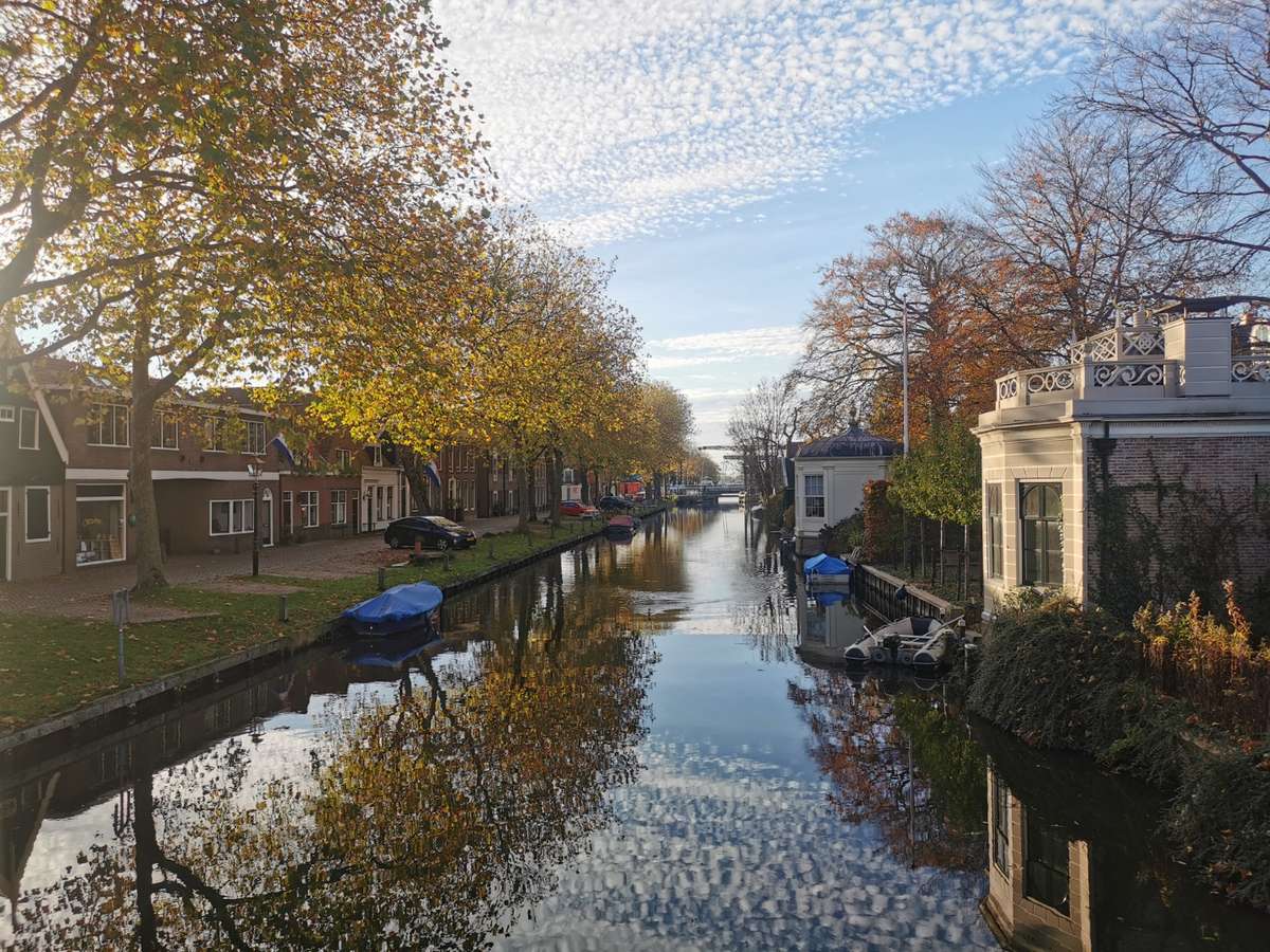 Dutch countryside landscape with traditional windmills