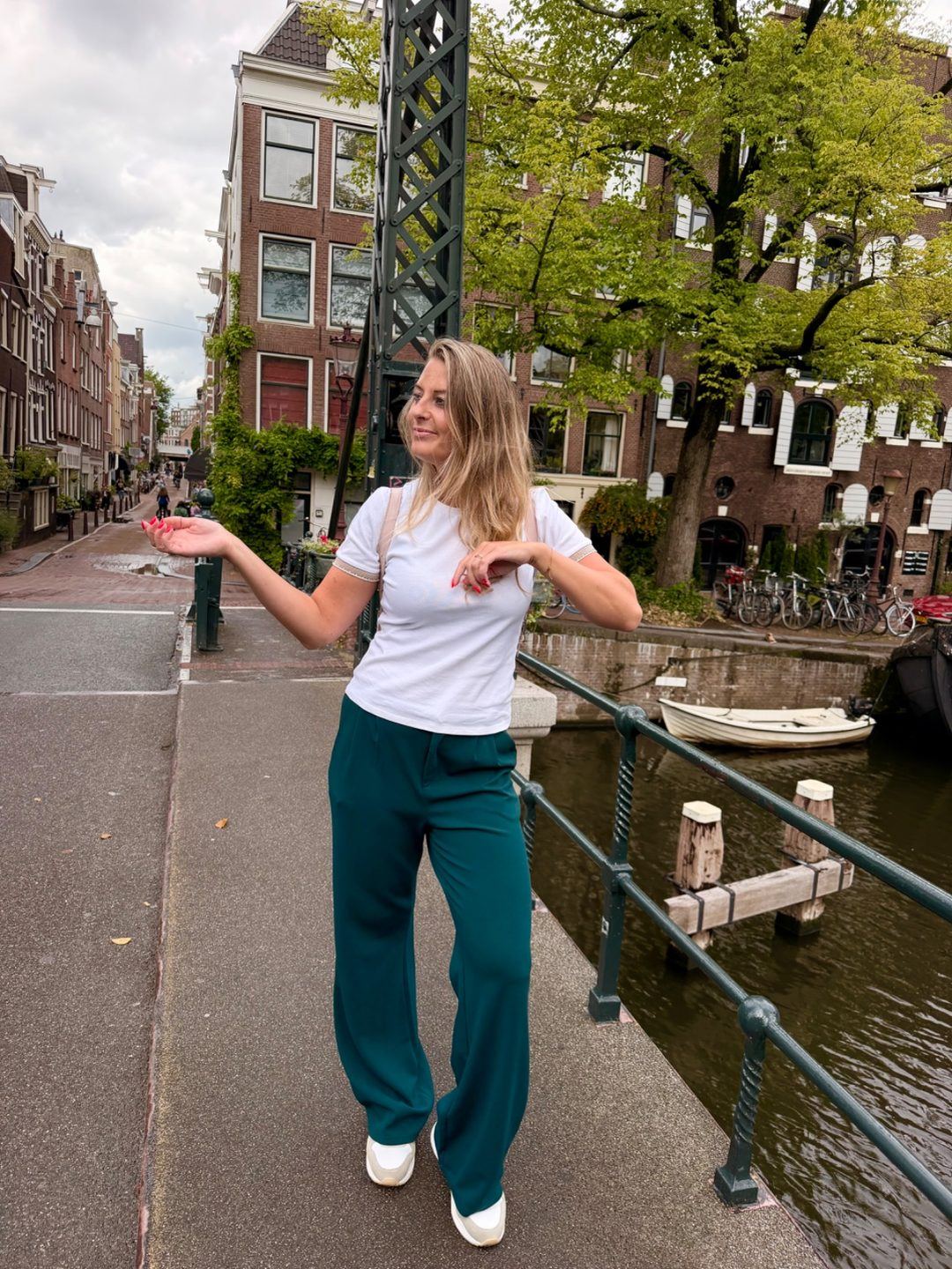 Timm on a canal bridge in Amsterdam