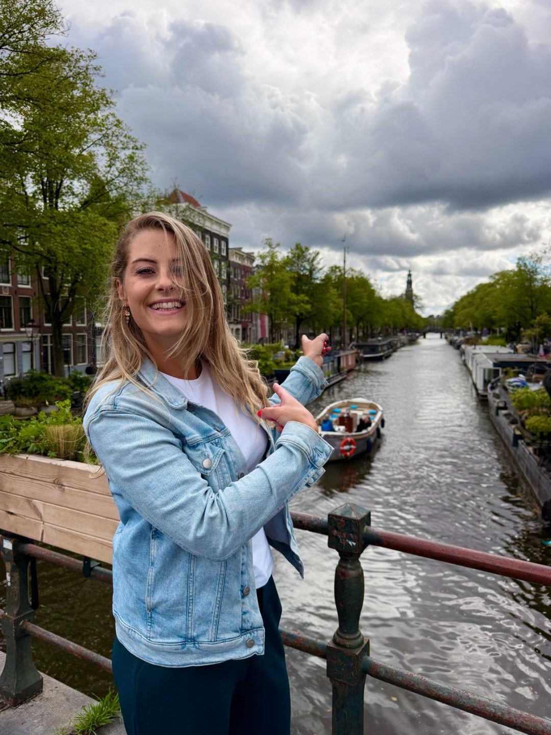 Timm on a canal bridge in Amsterdam