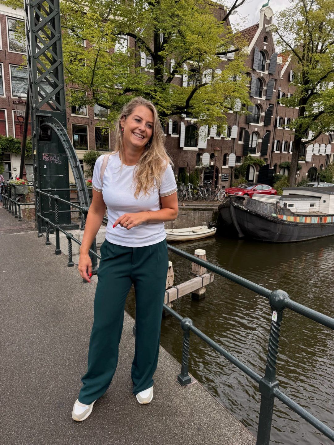 Timm on a canal bridge in Amsterdam